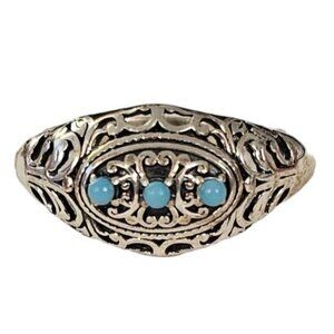 Sterling Silver Blue Cab Figural Ring Size 11 L198